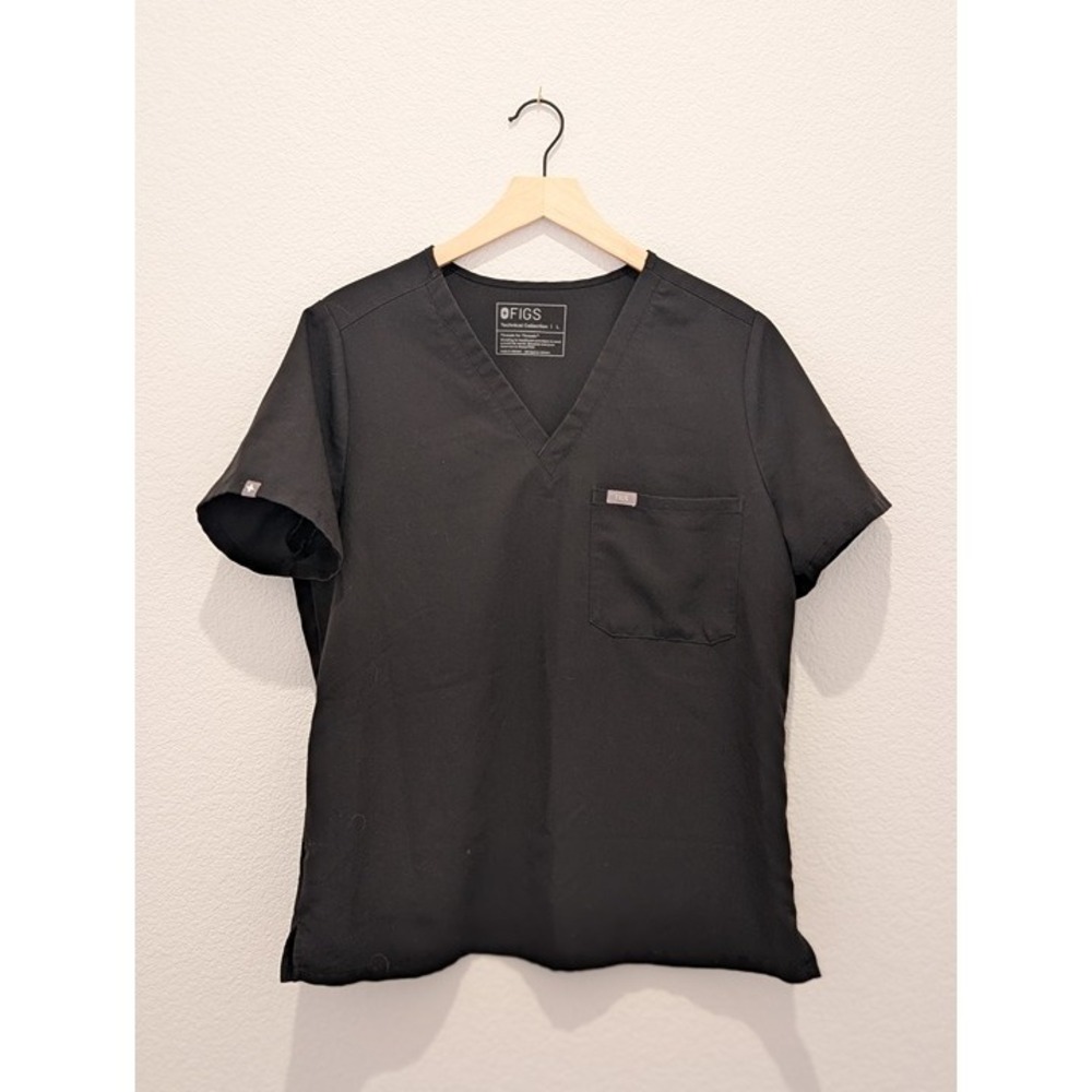 Figs Black Large Catarina Three-Pocket Scrub Top